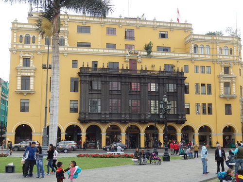 Building on the Plaza de Mayor with balcony.